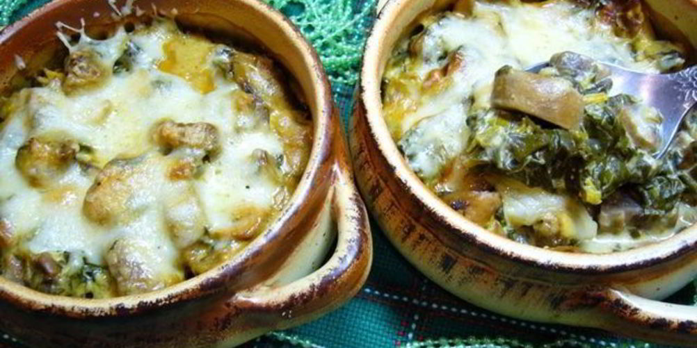 Как приготовить жюльена с грибами и шпинатом