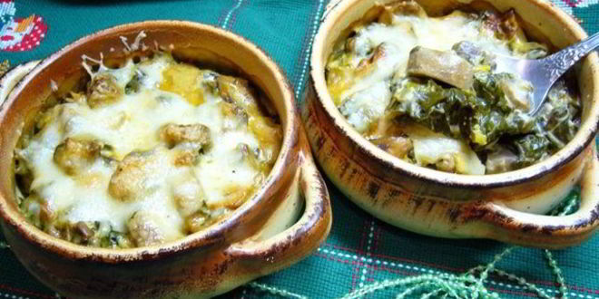 Рецепт жюльена с грибами и шпинатом