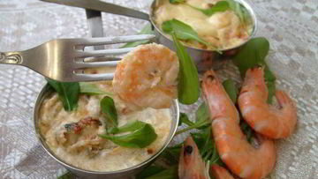 Рецепт Жюльена с креветками и мидиями